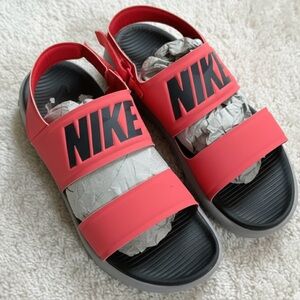 Nike - Tanjun Slides - Strap On Sandals in Pink and Gray Color